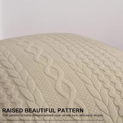 Raised Twisted Rope Pattern Pillow Covers-Light Tan