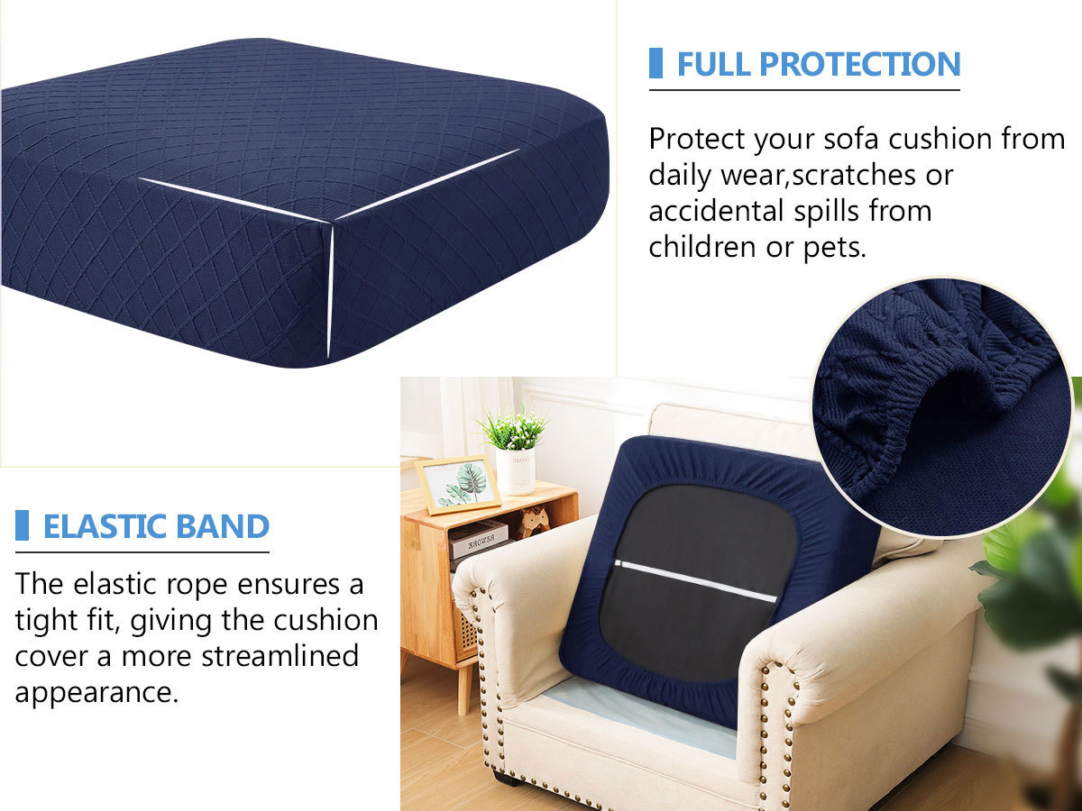 Diamond Lattice Couch Cushion Covers-Navy blue