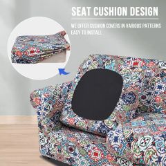 Slipcover-Floral Pattern Printed Sofa Slipcovers-Light Beige