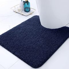 Rugs&Mats-Microfiber Bathroom Contour Rug-Navy Blue