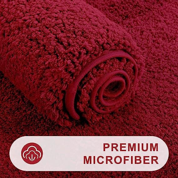 Rugs&Mats-Microfiber Bathroom Contour Rug-Burgundy