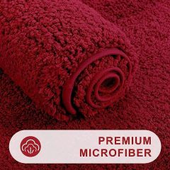 Rugs&Mats-Microfiber Bathroom Contour Rug-Burgundy
