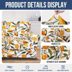 Slipcover-Floral Pattern Printed Sofa Slipcovers-Orange