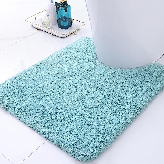 Rugs&Mats-Microfiber Bathroom Contour Rug-Spa Blue