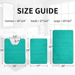 Rugs&Mats-Memory Foam 3 Pieces Bathroom Rug-Peacock Green