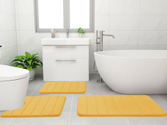 Rugs&Mats-Memory Foam 3 Pieces Bathroom Rug-Yellow