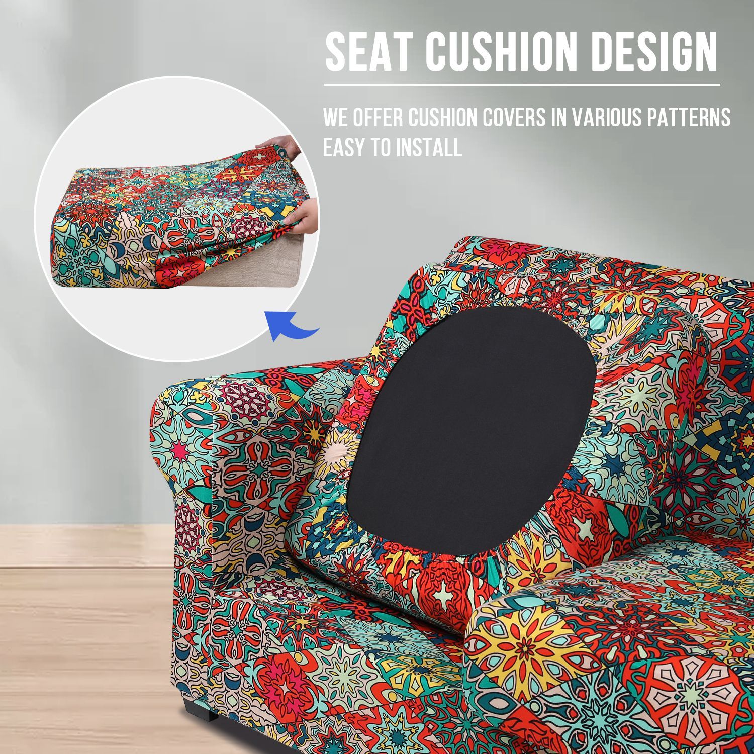 Slipcover-Floral Pattern Printed Sofa Slipcovers-Red