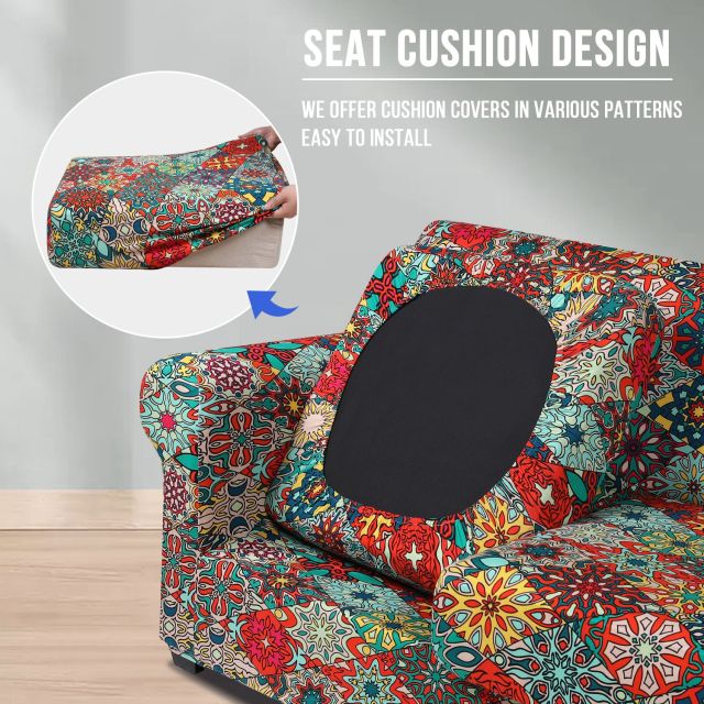 Slipcover-Floral Pattern Printed Sofa Slipcovers-Red