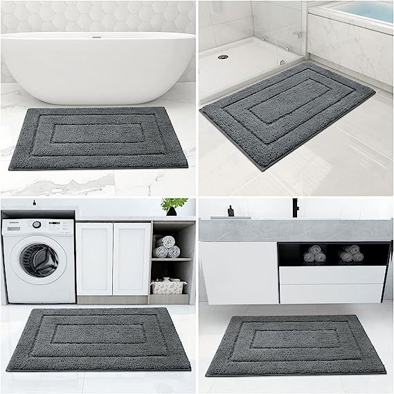 Rugs&Mats-Soft and Absorbent Microfiber Bath Rugs-Dark Grey