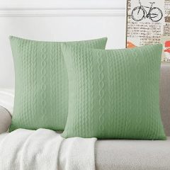Raised Twisted Rope Pattern Pillow Covers-Sage Green