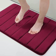Rugs&Mats-Memory Foam 3 Pieces Bathroom Rug-Wine Red