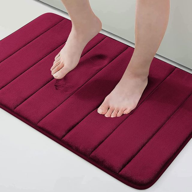 Rugs&Mats-Memory Foam 3 Pieces Bathroom Rug-Wine Red