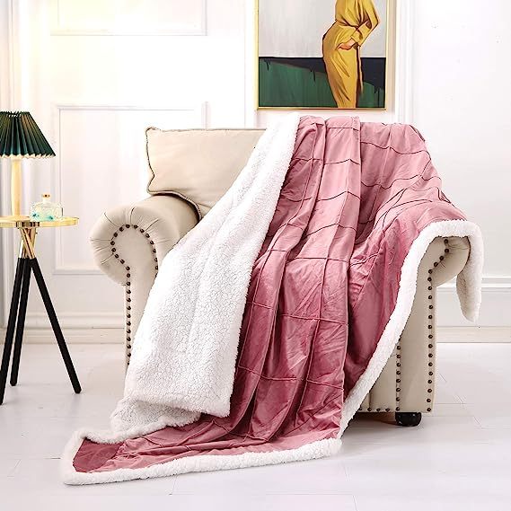 Blanket-Microfiber Lightweight Plush Reversible Throw Blanket-Pink