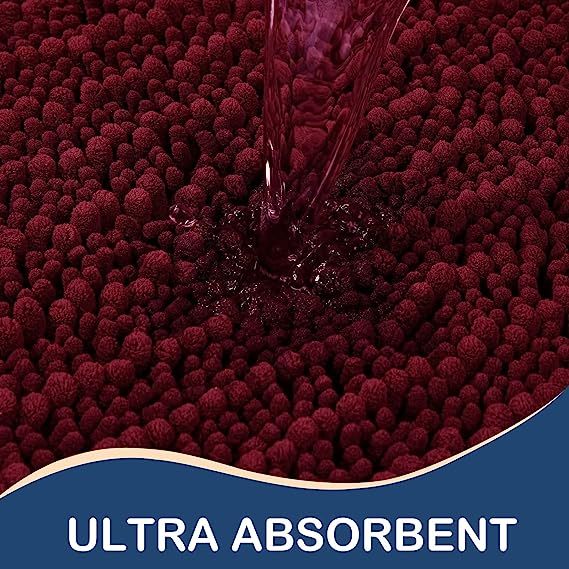 Rugs&Mats-Luxury Chenille Bathroom Rug-Burgundy