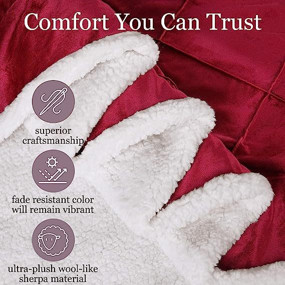 Blanket-Microfiber Lightweight Plush Reversible Throw Blanket-Burgundy