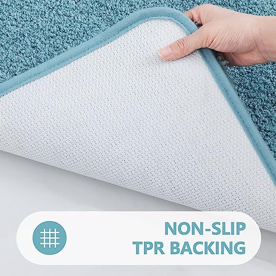 Rugs&Mats-Microfiber Bathroom Contour Rug-Spa Blue