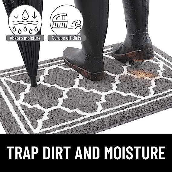 Rugs&Mats-Resist Dirt and Absorbent Entrance Mat-Grey