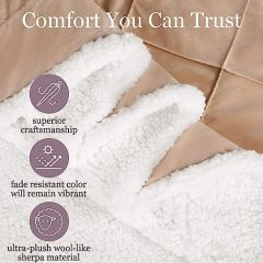 Blanket-Microfiber Lightweight Plush Reversible Throw Blanket-Beige