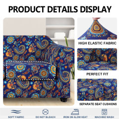 Slipcover-Floral Pattern Printed Sofa Slipcovers-Blue&yellow