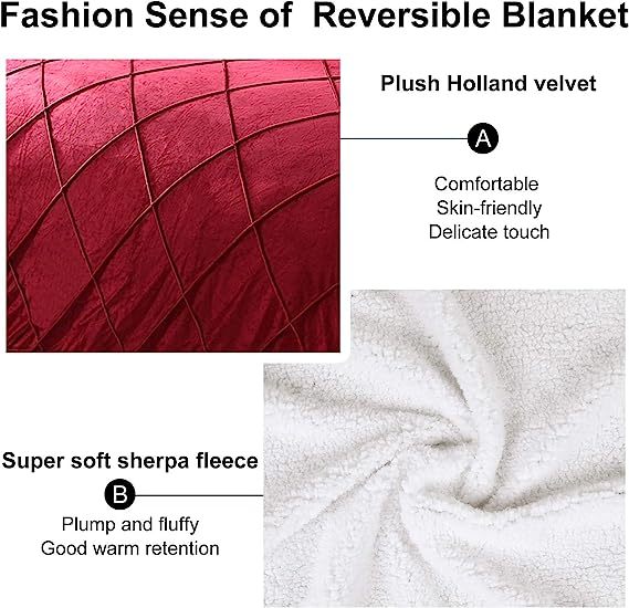 Blanket-Microfiber Lightweight Plush Reversible Throw Blanket-Burgundy