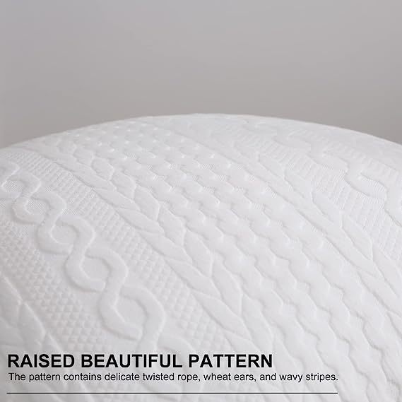 Raised Twisted Rope Pattern Pillow Covers-White