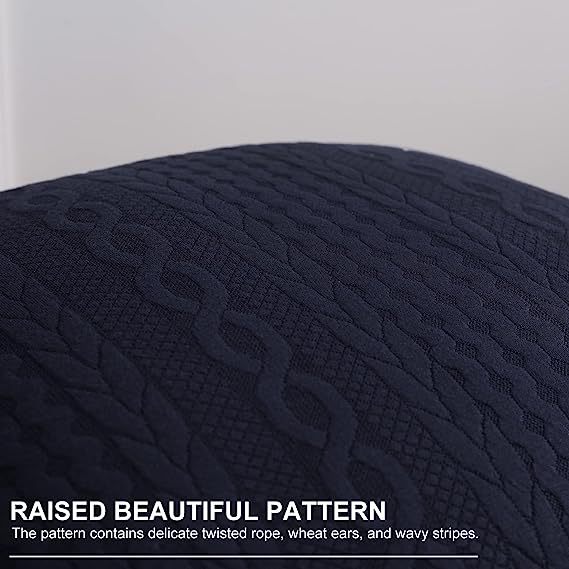 Raised Twisted Rope Pattern Pillow Covers-Navy Blue