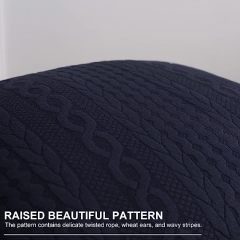 Raised Twisted Rope Pattern Pillow Covers-Navy Blue