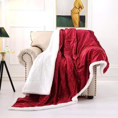 Blanket-Microfiber Lightweight Plush Reversible Throw Blanket-Burgundy