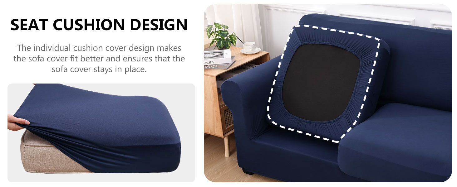 Slipcover-Plain Sofa Slipcovers-Navy blue