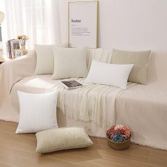 Raised Twisted Rope Pattern Pillow Covers-White