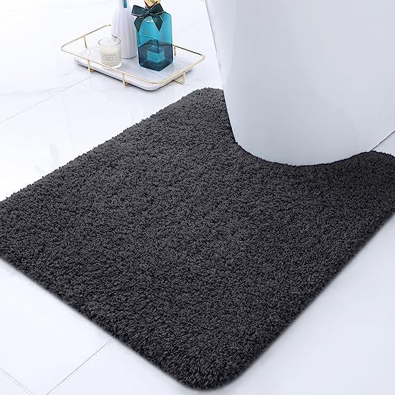Rugs&Mats-Microfiber Bathroom Contour Rug-Charcoal Grey