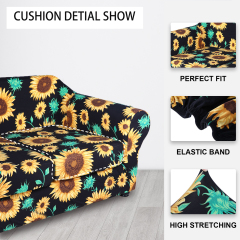 Slipcover-Floral Pattern Printed Sofa Slipcovers-Black&yellow