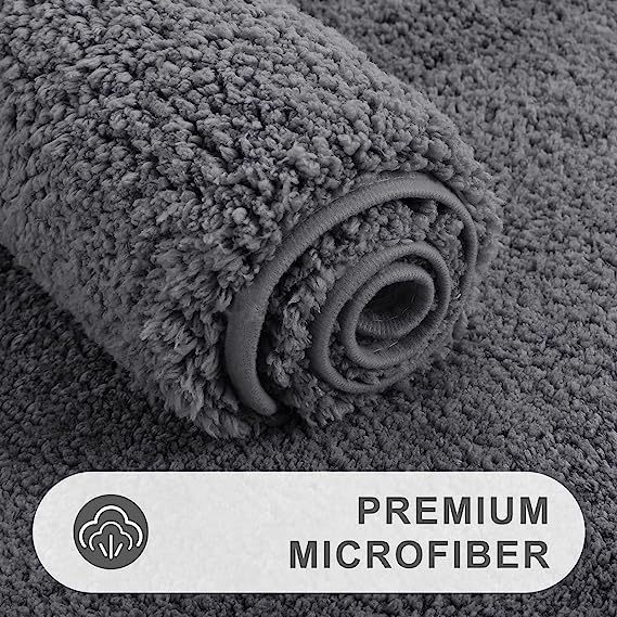 Rugs&Mats-Microfiber Bathroom Contour Rug-Grey