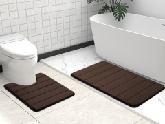 Rugs&Mats-Memory Foam 3 Pieces Bathroom Rug-Coffee