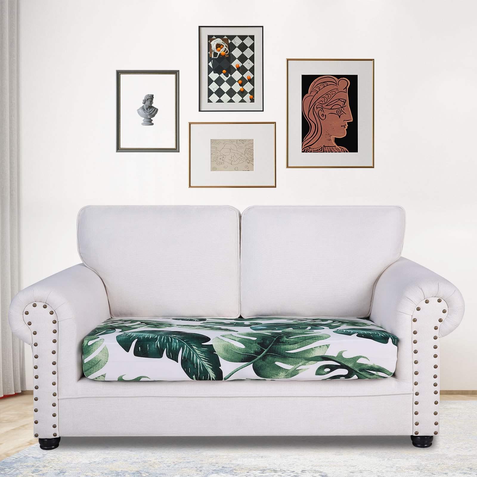 Printed Sofa Couch Cushion Covers-Green