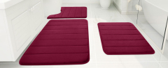 Rugs&Mats-Memory Foam 3 Pieces Bathroom Rug-Wine Red