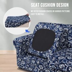 Slipcover-Floral Pattern Printed Sofa Slipcovers-Blue