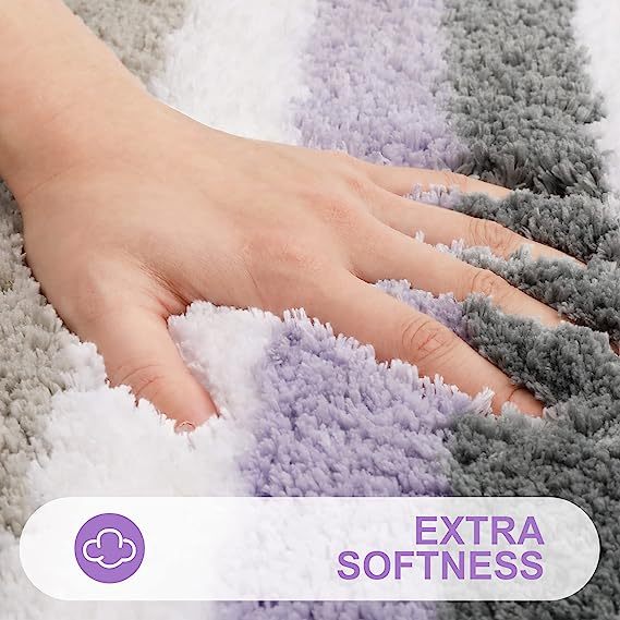 Rugs&Mats-Microfiber Striped Bathroom Rugs-Purple