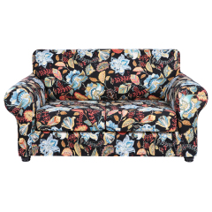 Slipcover-Floral Pattern Printed Sofa Slipcovers-Black