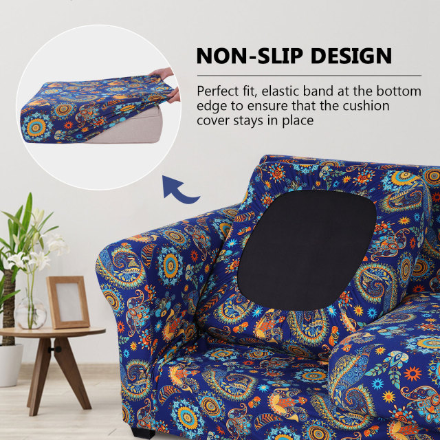 Slipcover-Floral Pattern Printed Sofa Slipcovers-Blue&yellow