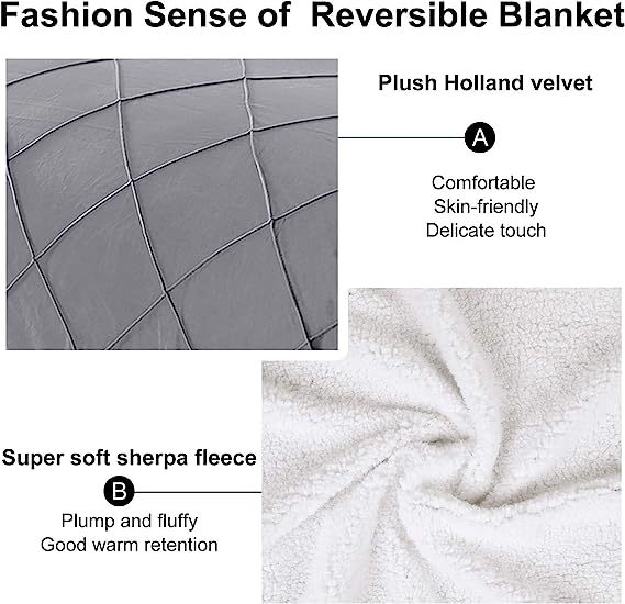 Blanket-Microfiber Lightweight Plush Reversible Throw Blanket-Grey