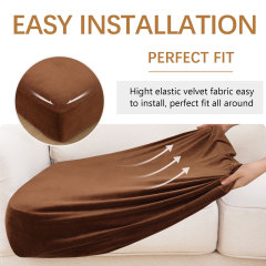 Velvet Stretch Couch Cushion Covers-Brown