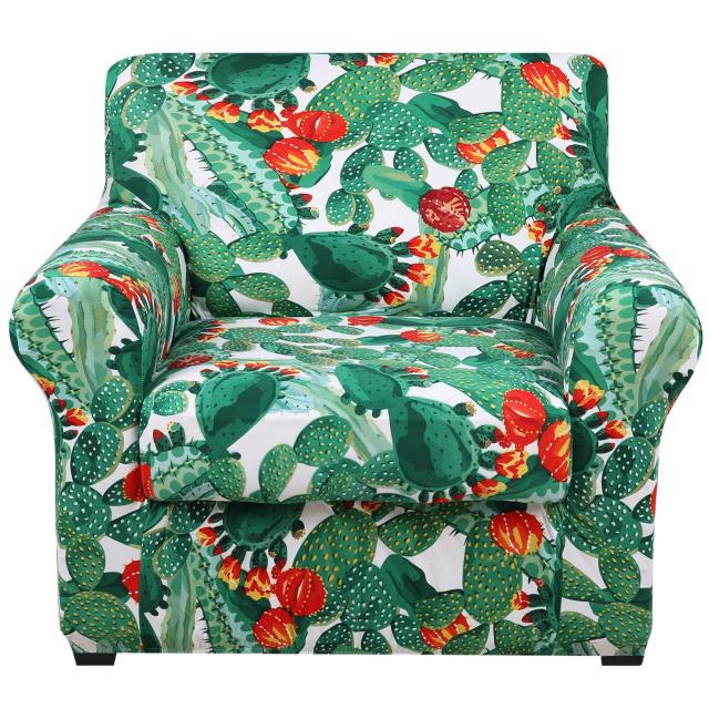 Slipcover-Floral Pattern Printed Sofa Slipcovers-Red green