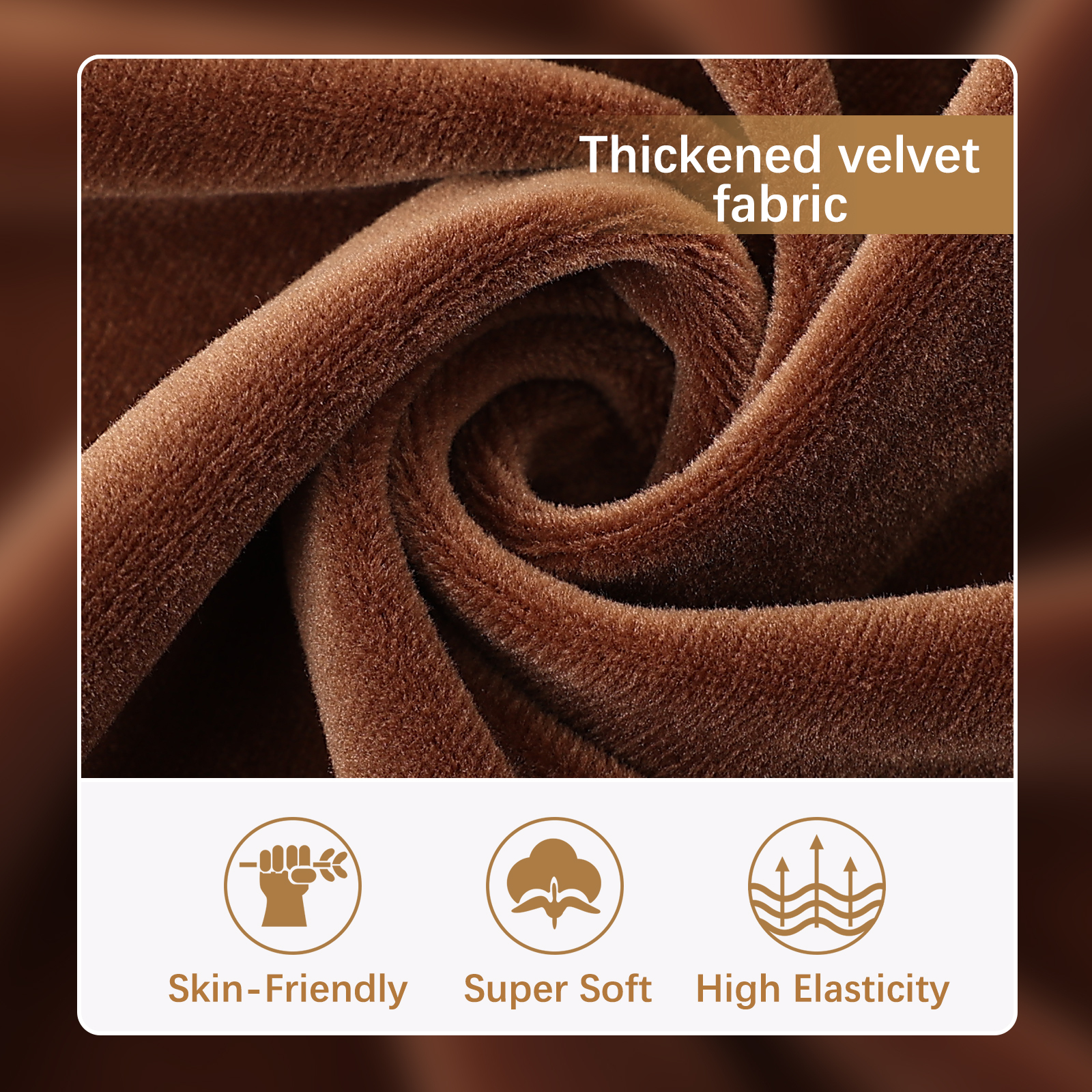 Velvet Stretch Couch Cushion Covers-Brown