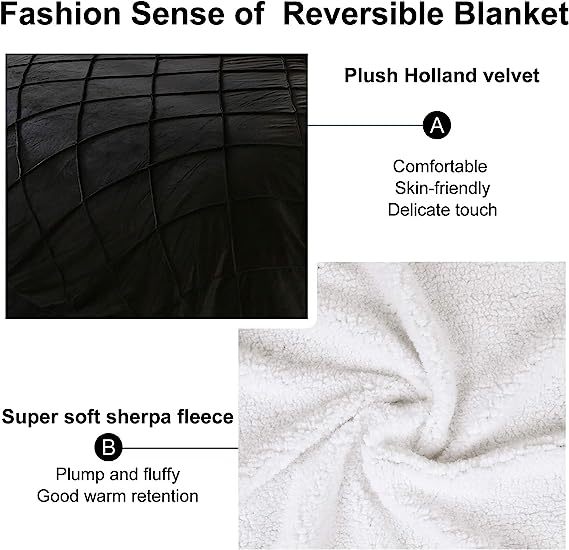 Blanket-Microfiber Lightweight Plush Reversible Throw Blanket-Black