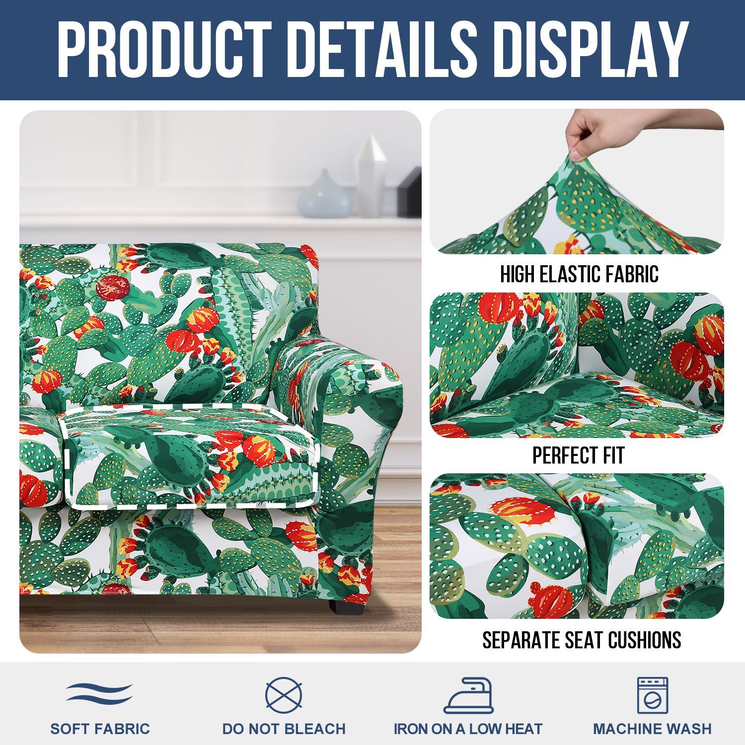 Slipcover-Floral Pattern Printed Sofa Slipcovers-Red green