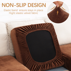 Velvet Stretch Couch Cushion Covers-Brown