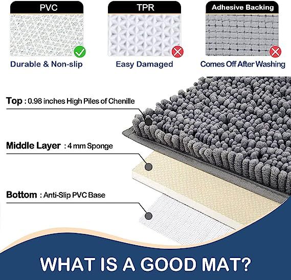 Rugs&Mats-Luxury Chenille Bathroom Rug-Grey