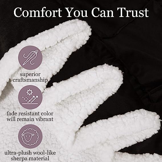 Blanket-Microfiber Lightweight Plush Reversible Throw Blanket-Black