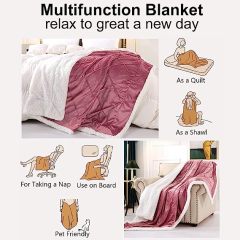 Blanket-Microfiber Lightweight Plush Reversible Throw Blanket-Pink